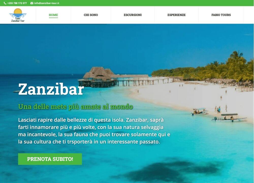Sito Web Fabio Zanzibar Tour - manuelpieragostini.it